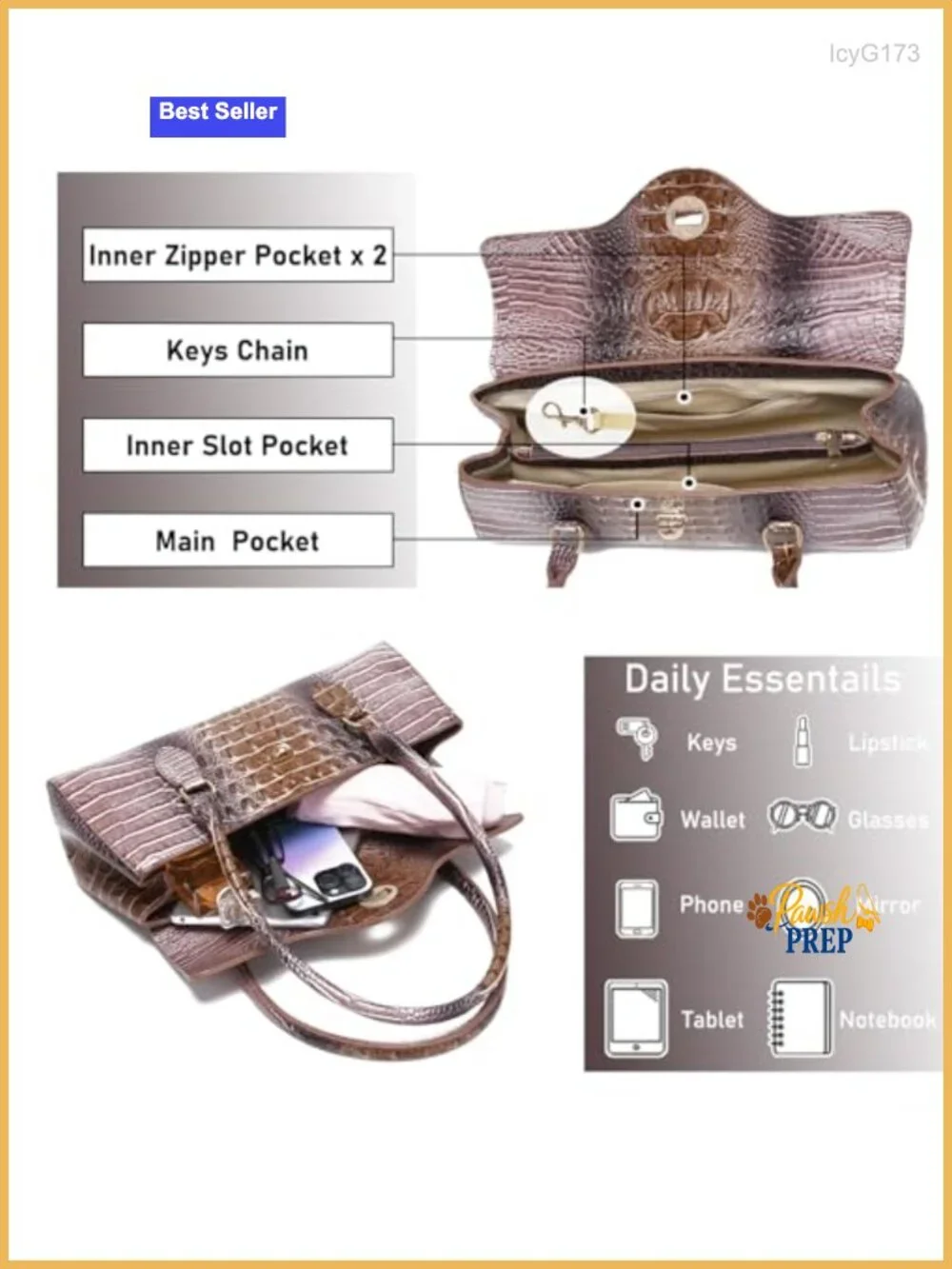 Women's Crocodile Pattern Top Handle Satchel Purse Faux Leather Tote